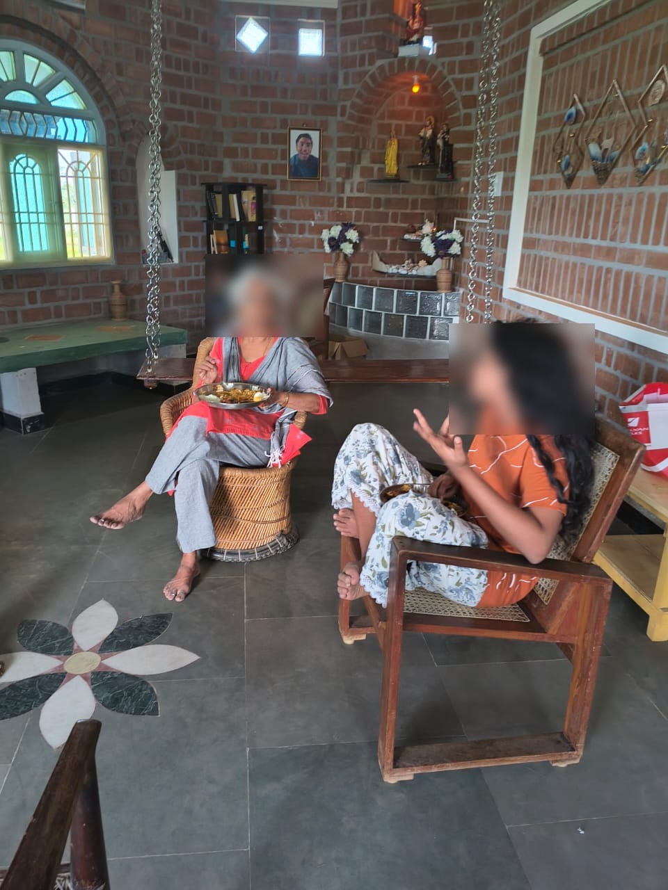 Guests relaxing at the farmhouse