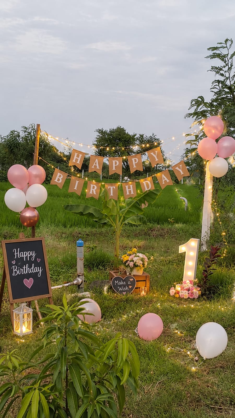 Birthday celebration setup at the farm